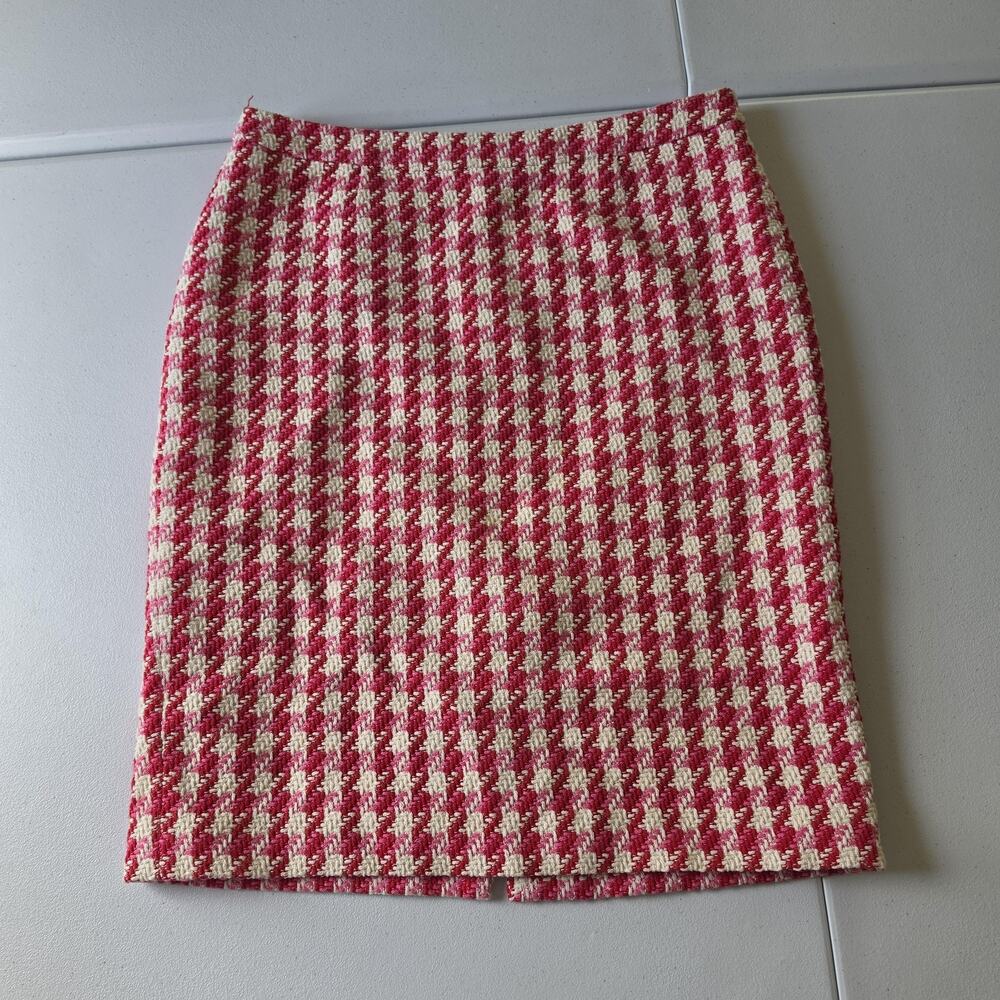Boden Skirt Womens 10 Red Check Tweed Pencil Knee Length Lined Work Office